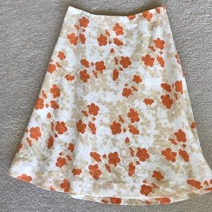 Ann Taylor Orange floral linen skirt